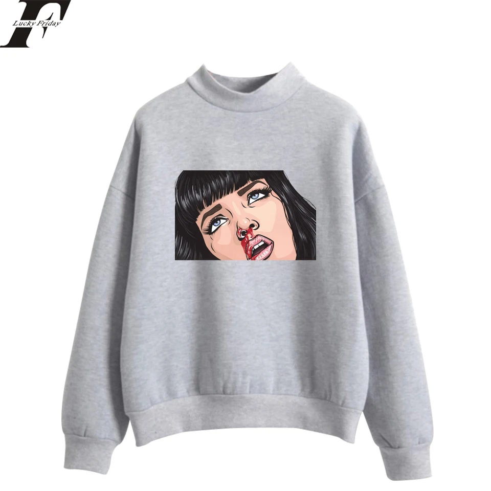 LUCKYFRIDAYF 2018 криминальная фантастика Mia Wallace большие водолазки Толстовки свитшоты