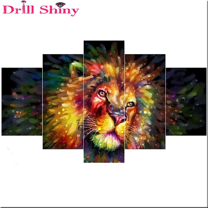 

5 шт., алмазная вышивка, 5D алмазная живопись, Алмазная мозаика, рукоделие, поделки, Рождество, украшение, картина маслом льва 5 шт./компл.