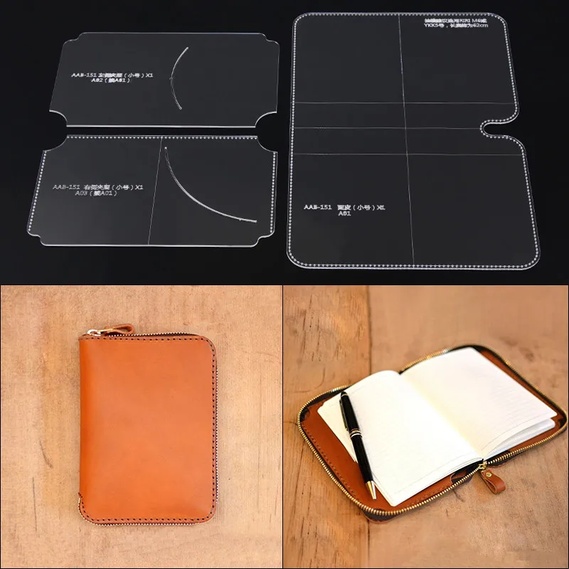 

Handmade DIY notebook long wallet Template Clear Acrylic Leather Pattern Leathercraft 17.5*24*2CM