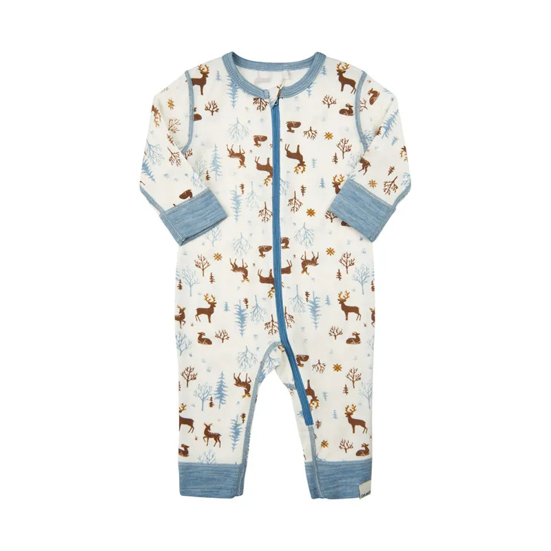 

Merino wool bamboo fiber baby clothes baby girl boy long sleeve romper with zipper