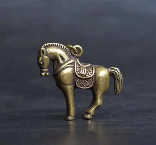 

Exquisite Chinese pure brass animal horse small pendant statues