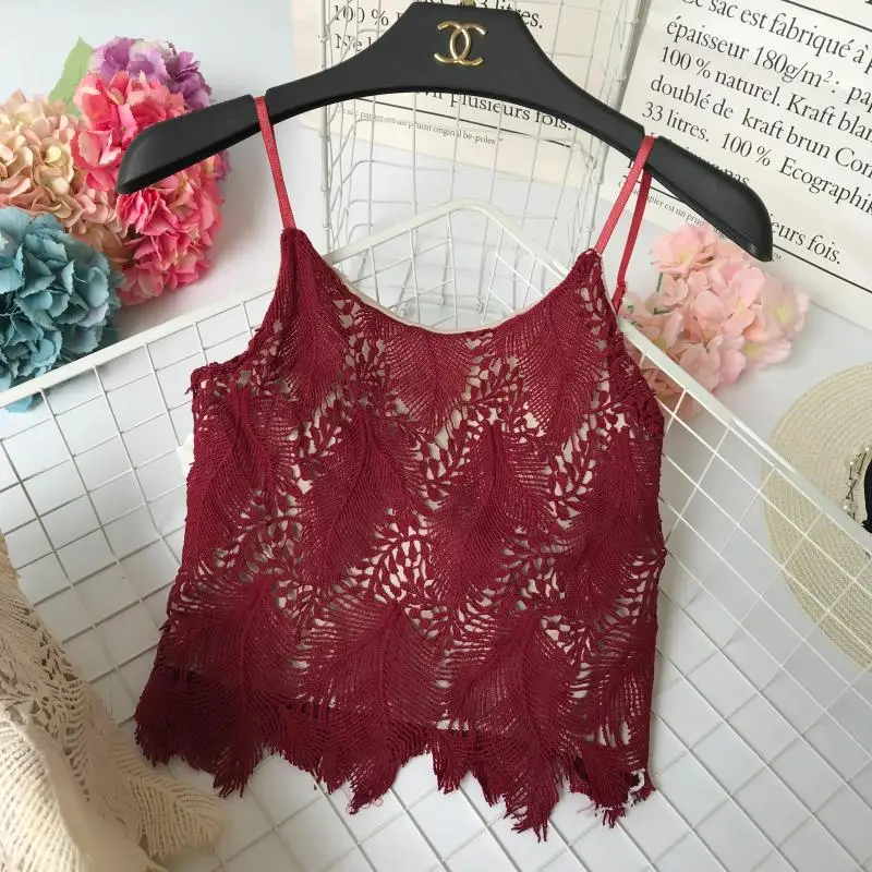 

Women Sexy Strapless Camis V Neck Satin Tank Tops Leaf shape Lace C sweet Summer 2018 Slim Cute Tank Female blouses Camisole