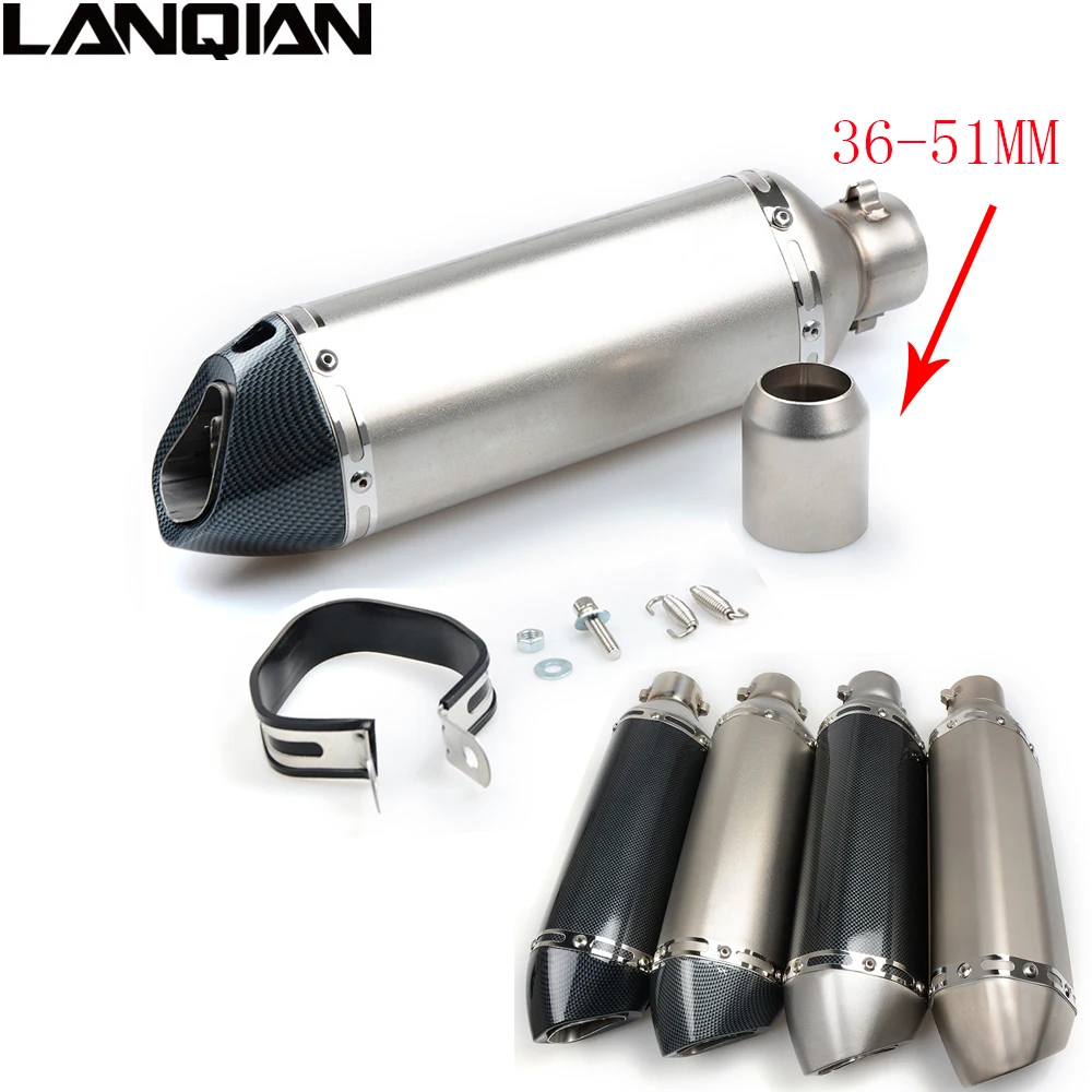 

Motorcycle Exhaust Pipe Muffler Inlet 51mm 61mm GP Exhaust Mufflers Carbon Fiber Exhaust Pipe With Sticker