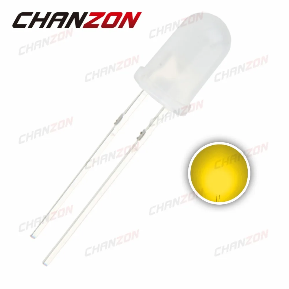 100 шт. 5 мм LED диод желтый рассеянный круглый светоизлучающий 20мА 2В Светодиодная