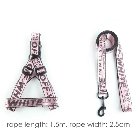 Pink 2pcs Ошейник для собаки, поводок, набор, модный, с надписью, 1,5 см, прочный нейлоновый поводок с ремнями, французский щенок бульдога, ходячие товары для животных, собак - Цвет: Pink 2pcs