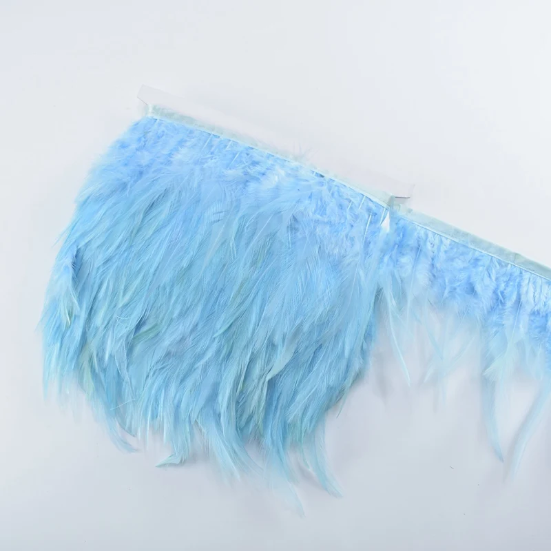 Light blue 2 м/лот ленты с бахромой и перьями фазана 10-15 см/4-" бордовые перья для рукоделия Одежда Свадебные украшения - Цвет: Light blue