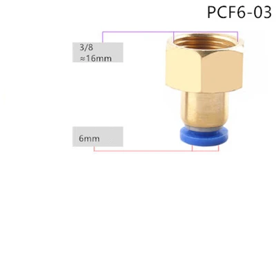 PCF6-03 PCF воздушный фитинг 4 6 8 10 12 мм шланговая трубка 1/" 3/8" 1/" BSP 1/4" Женский латунный пневматический, с резьбой соединитель Быстрый Соединительный фитинг - Цвет: PCF6-03