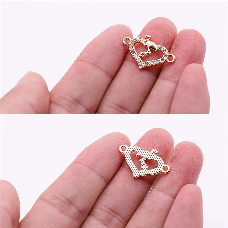 10pcs Style 29 Горячая 10 шт золотистый в форме сердца шармы-соединители с Стразы круглые соединители для животных аксессуары для изготовления ювелирных изделий на продажу - Цвет: 10pcs Style 29