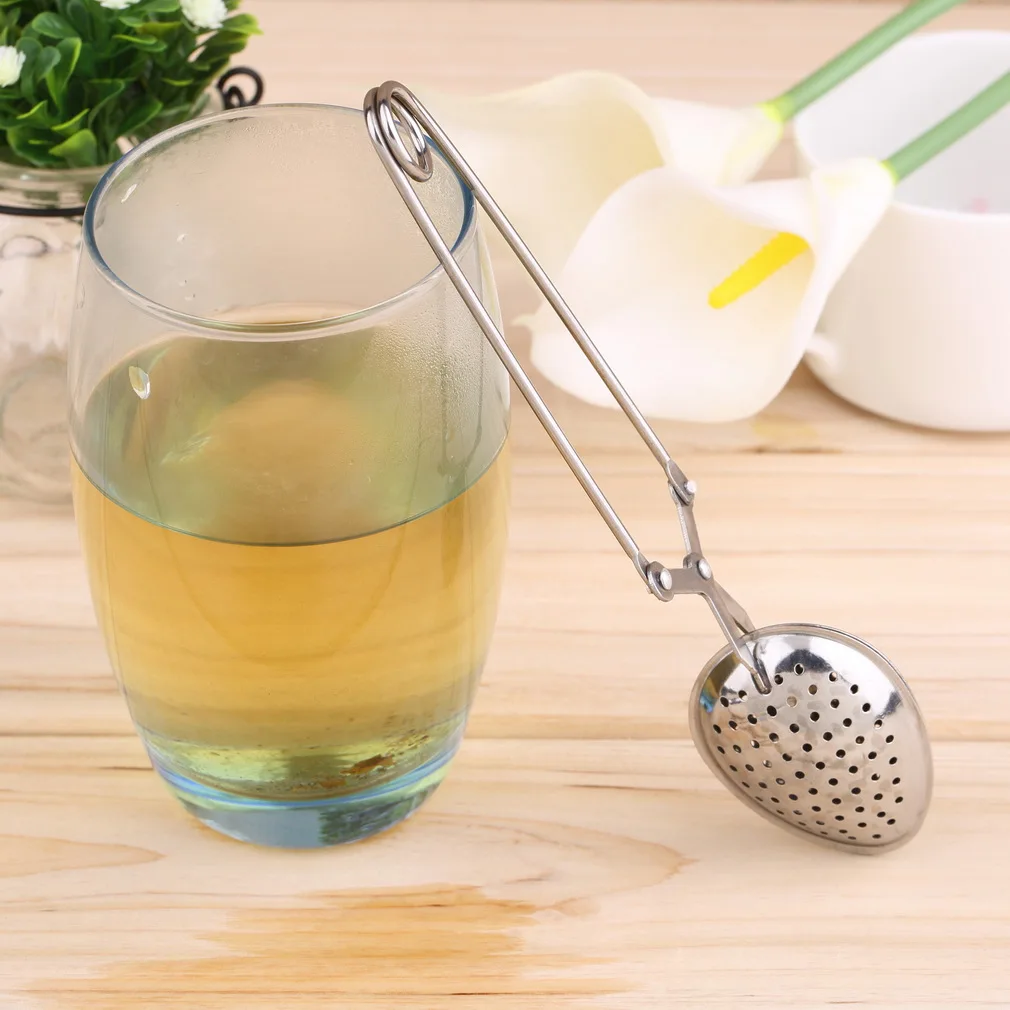 1 шт. Творческий Нержавеющая сталь ложка Чай мяч травы сетки Infuser фильтр Сожмите