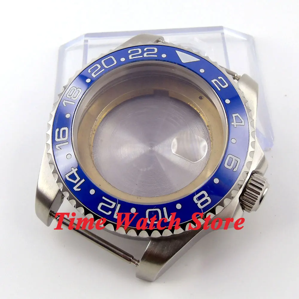 

43mm Sapphire glass blue ceramic bezel stainless steel Watch Case fit Miyota 8215 ETA 2836 movement 52
