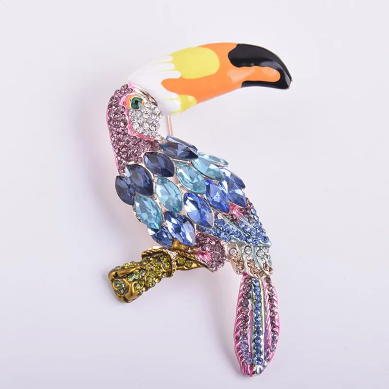 Модная женская брошка из сплава цинка со стразами и большой птицей роскошная