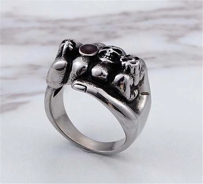 Винтажные мужские кольца в стиле ретро байкера готические красные стразы череп