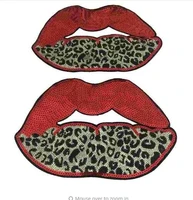 ddnew arrival large leopard print lips patches for clothes iron on sequins patch diy decoration mouth sequined applique 2pcslot