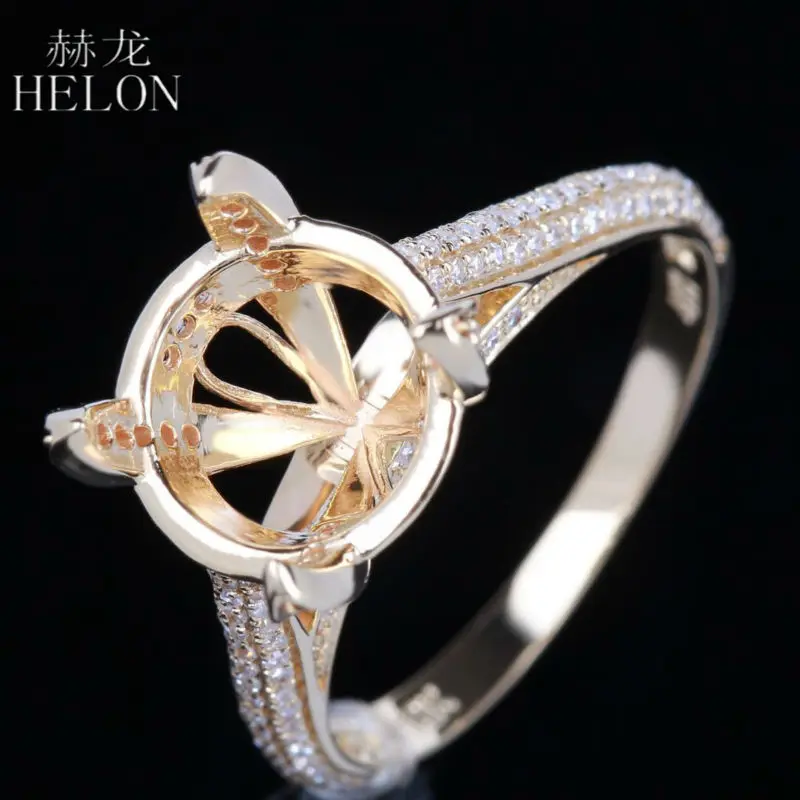 HELON 10-11 мм круглая огранка реальное 14K желтое золото 0.42ct бриллиант обручальное