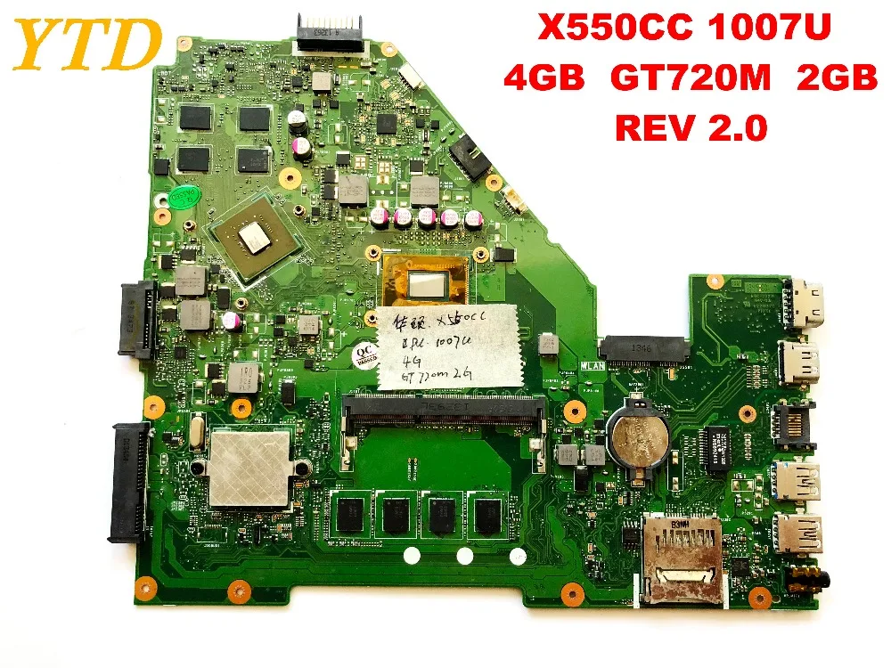 Оригинальная материнская плата для ноутбука ASUS X550CC 1007U 4 Гб GT720M 2 REV 0