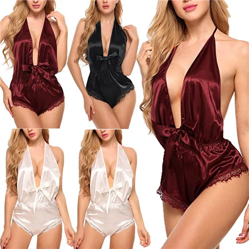 Gline сексуальное женское белье Шелковое кружево халат платье Babydoll ночная рубашка