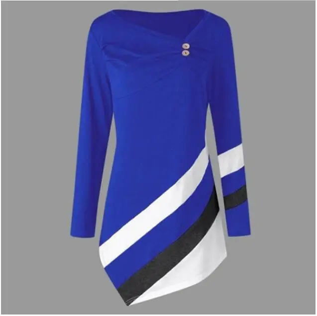 

Plus Size 5XL Patchwork Long Sleeve Tops Tee Women Autumn Spring 2018 Tunic T Shirts Femal Casual Loose