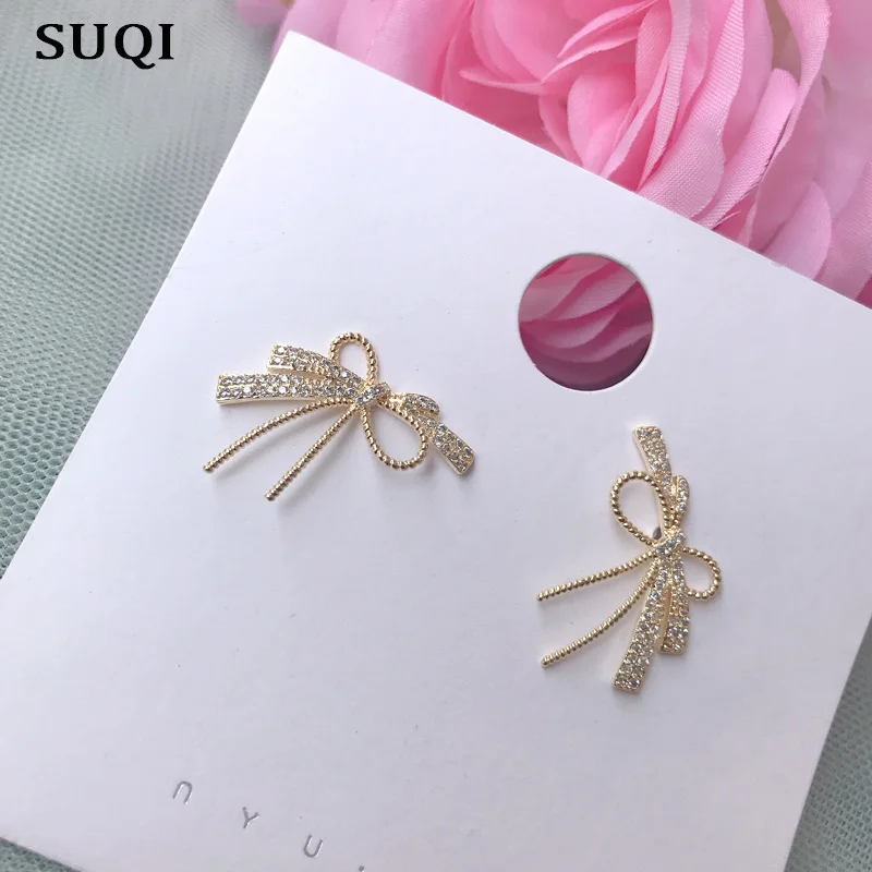 Серьги-швензы SUQI Fashion с элементом из золота AAA Zircon для женщин, украшение девушки для вечеринки, ювелирные изделия, не содержащие вредных веществ.
