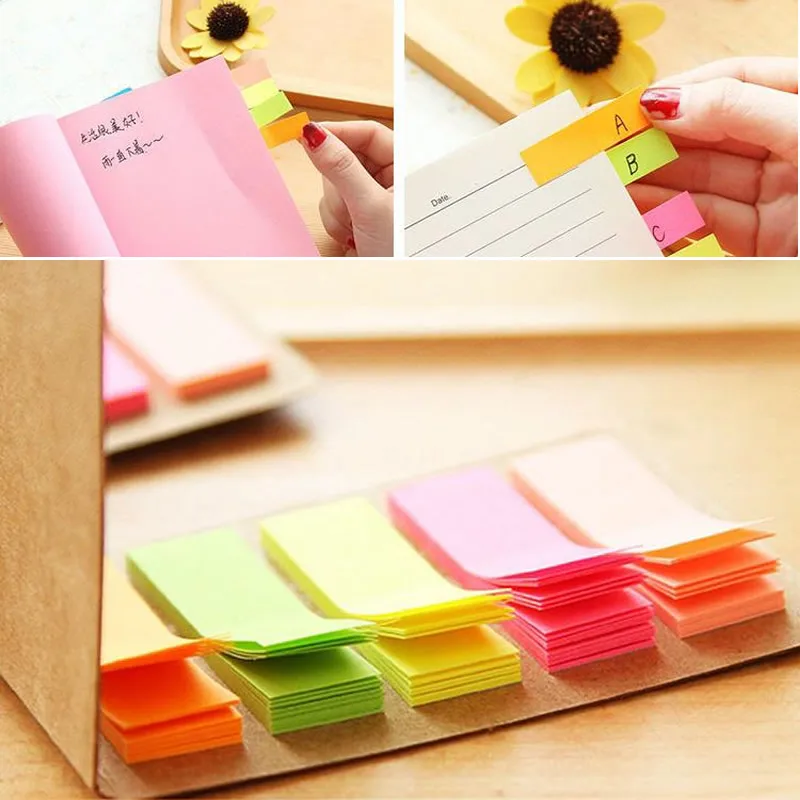 Простые кожаные Стикеры для записей 125 страниц наклейки конфетных цветов