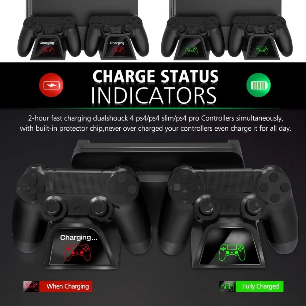 Вертикальная подставка для PS4/PS4 Slim/PS4 PRO охлаждающий вентилятор зарядное