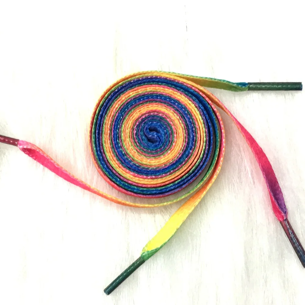 

1Pair Colorful Laces Rainbow Gradient Print Flat Canvas Shoe Lace Shoes Casual Chromatic Colour Shoelaces 80CM/100CM/120CM BC-1