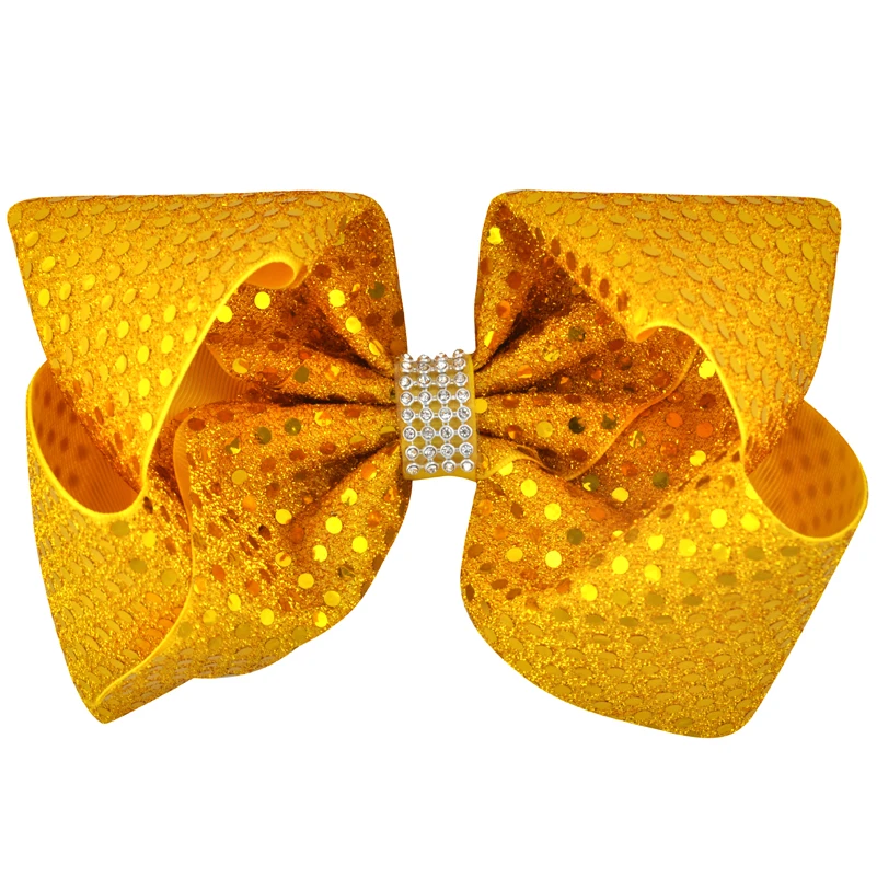 1 шт. 8-дюймовая Стразы Блестки для волос Bow Grosgrain лента заколка Аллигатор зажимы