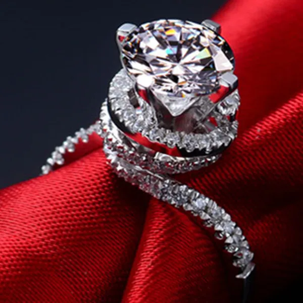 Женское Обручальное кольцо из белого золота с муассанитом 18 К 2 карата | Украшения