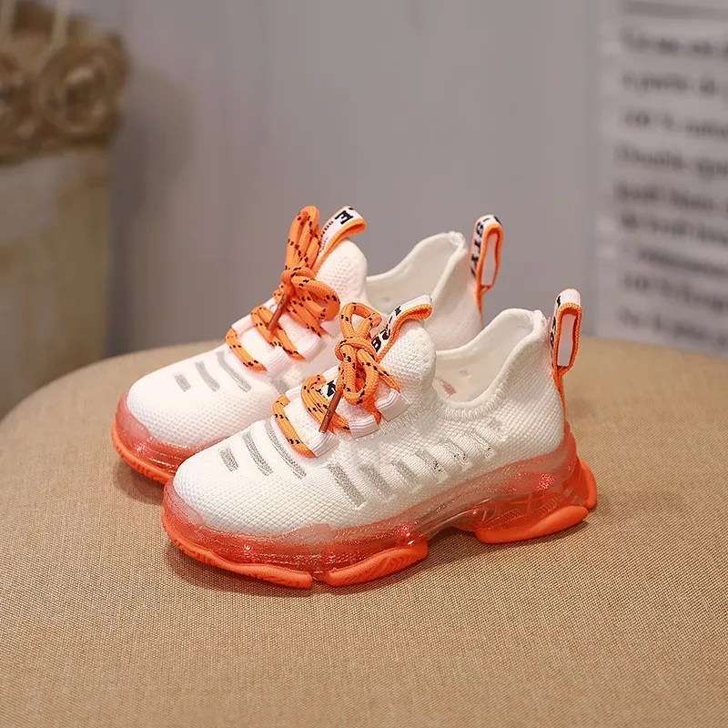 CNFSNJ new brand fashion arrived boys girls air mesh shoes led Luminous sneakers shoe 21-25 - Цвет: Оранжевый