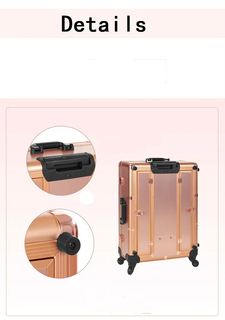 2017 Новый алюминиевый чехол для макияжа с подсветкой косметичка ножками