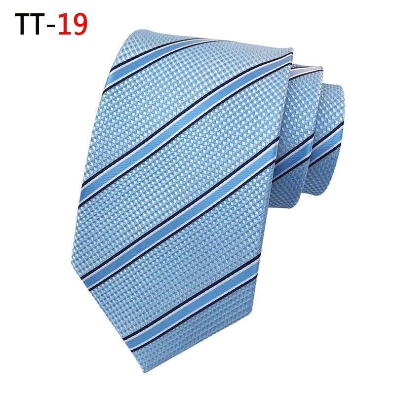 TT-19 Модный Роскошный мужской галстук 8 см шелковые галстуки жаккардовые Тканые Классические Галстуки для мужчин формальные деловые Свадебные Галстуки для жениха - Цвет: TT-19
