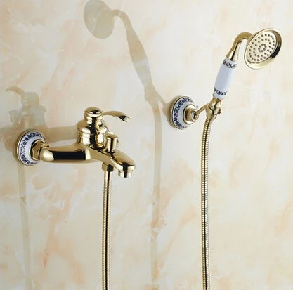 Роскошный настенный кран для ванной комнаты с керамической ручной душевой