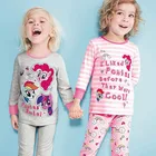 Новые весенние детские пижамы для девочек, комплекты, осенняя футболка с длинными рукавами, одежда для сна, хлопковые детские пижамы, комплекты для детей на осень; Комплект Комплекты одежды для детей возрастом от 1 года до 6 лет