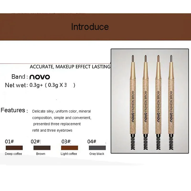 Карандаш для бровей отправить 3 сменные рефиллы и брови темно кофейный светло