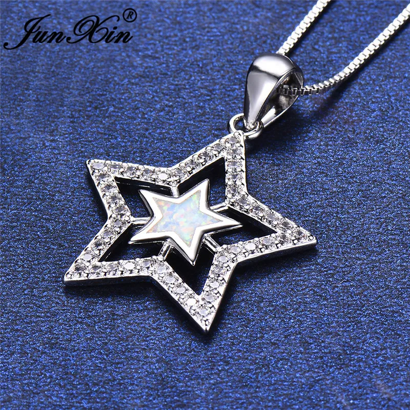ROXI изысканные белые огненный опал Star Подвески Ожерелья для женщин серебристый