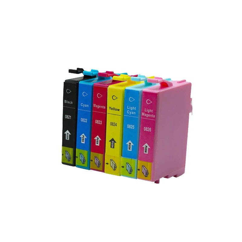 6 шт. чернильный картридж Luocai для epson T0821-T0826 Stylus R390/R270/R290/R295/RX590/RX615/RX610/RX690 принтер 0821