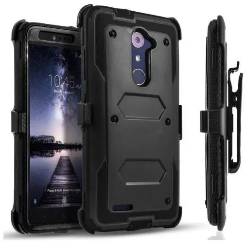 YUMQUA Funda, чехол для Motorola Moto Z2 Force XT1710 /Moto Z2 Play, чехлы, чехол, полноразмерная прочная кобура, зажим для ремня - Цвет: Black
