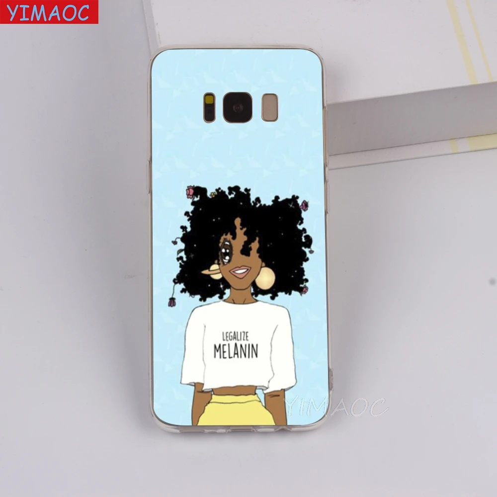 YIMAOC Melanin Poppin Aba Hip Hop Rapper Soft Case for Galaxy j3 j5 j6 j7 A5 2017 A6 A9 Note 8 9 S7 edge S8 S9 S10 Plus S10e |