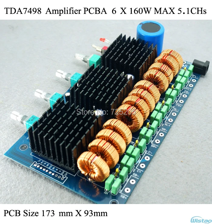 Усилитель PCBA для 6X160 Вт (макс.) Hi Fi Цифровой Класс D TDA7498E домашний усилитель
