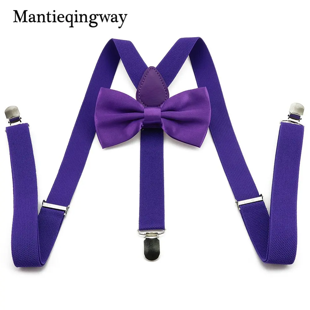 purple Mantieqingway 2,5 см для взрослых 3 зажима Y сзади эластичные галстуки-бабочки с подтяжками набор подтяжек подтяжки шеи галстуки брекет ремень для мужчин - Цвет: purple