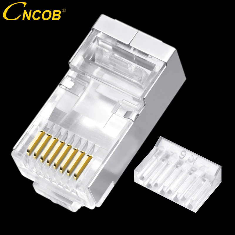 

CNCOB Cat6 FTP rj45 Two-Piece Ethernet Network Cable Connector Gigabit Network Modular Plug Nickel Plated Copper Housing 8P8C