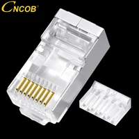 cncob cat6 ftp rj45 two piece ethernet network cable connector gigabit network modular plug nickel plated copper housing 8p8c