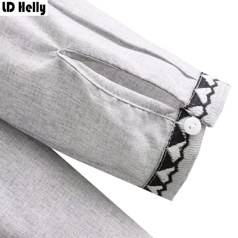 LD Helly Весна Для женщин серый геометрический платье с вышивкой 2018 мода