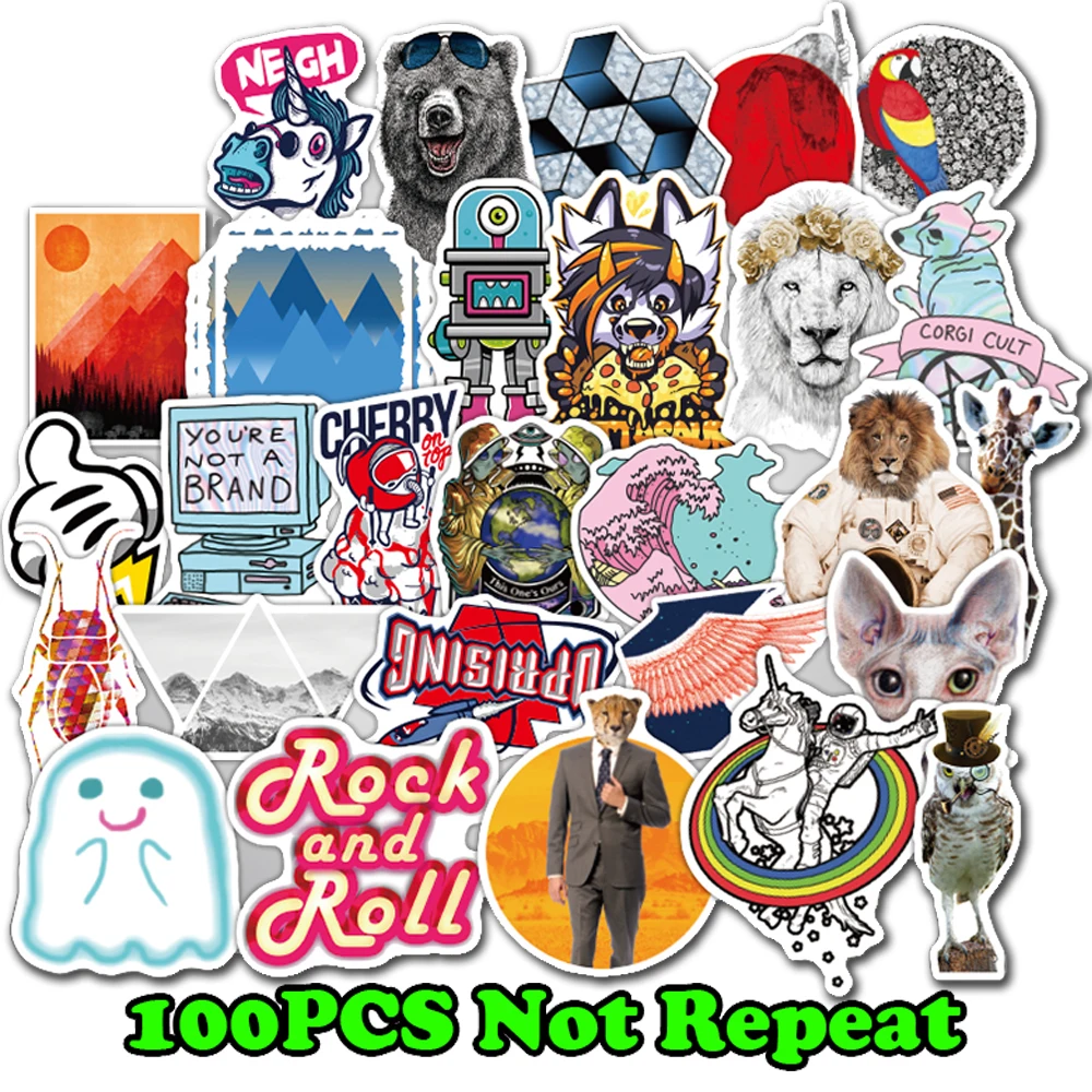 100 шт граффити случайные Наклейки Смешанные аниме крутые наклейки DIY багаж