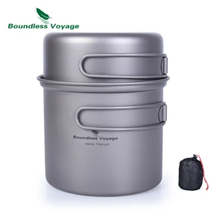 Набор из титановой чаши для пикника, со складной ручкой, 1000 + 500 мл