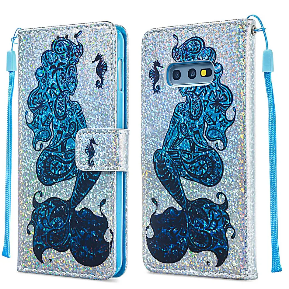 Модный сверкающий чехол для Fundas samsung S10E S10 S9 S8 A7 j4 j6 M30 M20 M10 A10 A20 A30 A40S A50 A70 чехол-кошелек для телефона в D03Z