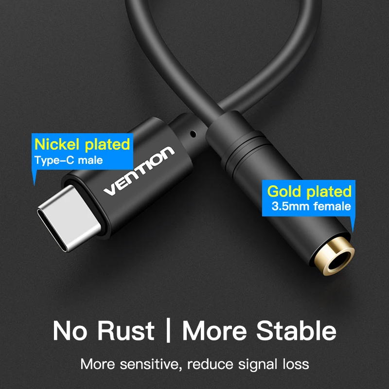 Адаптер Vention Type c to 3.5mm для наушников jack 3.5 и USB AUX для Xiaomi Mi6 Speaker Audio C on.