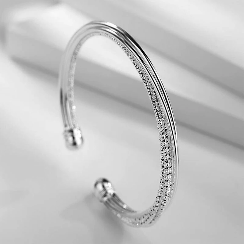 ANENJERY 925 стерлинговые серебряные браслеты из манжеты и большой бренд Роскошные