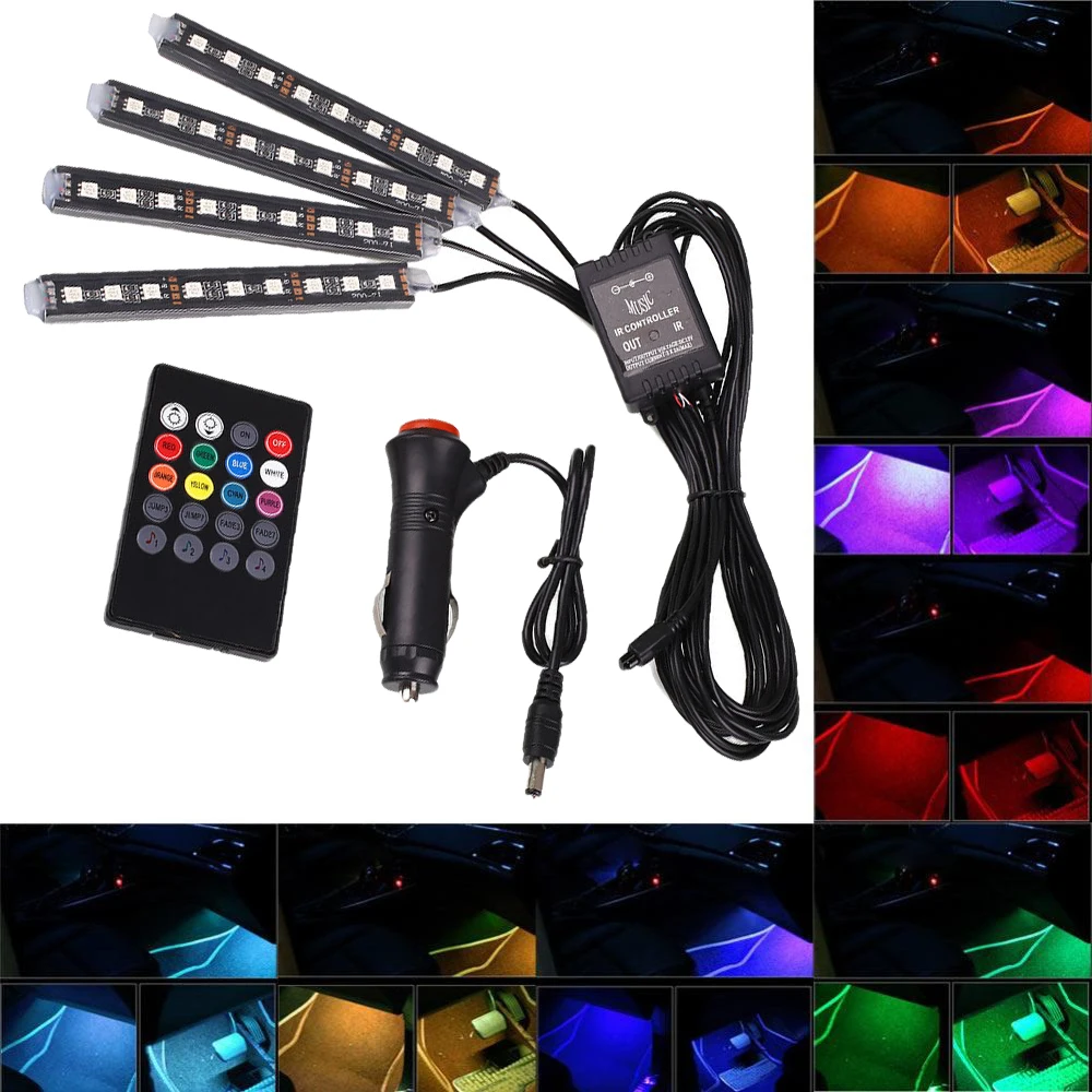 Светодиодная лента RGB для автомобиля декоративные автомобильные атмосферные