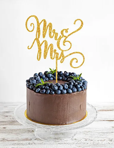 Акриловый золотистый/серебристый Топпер для торта Mr & Mrs Свадебный