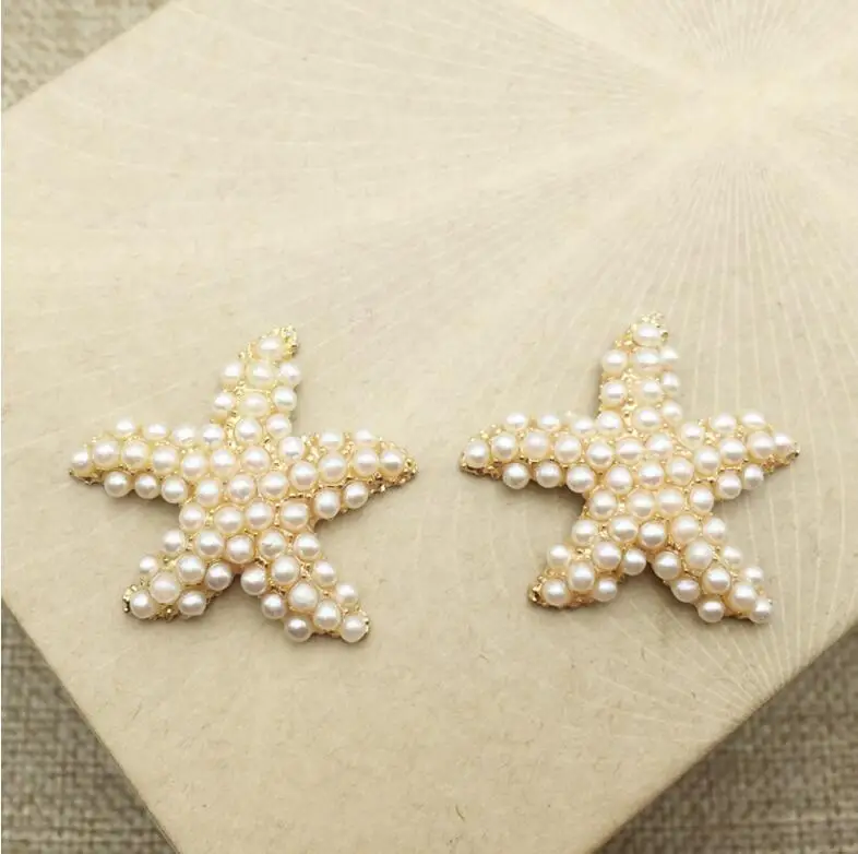 

28x29mm Pearl rhinestone buttons Star Design for hair accessory metal buttons gold plating 30pcs/lot free shipping